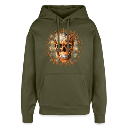 Tiger Skull Design – Oversized Unisex Hoodie - Khaki