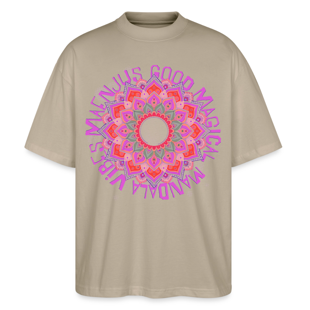 Mandala Pink Design – Oversized Unisex Bio T-Shirt - Steingrau