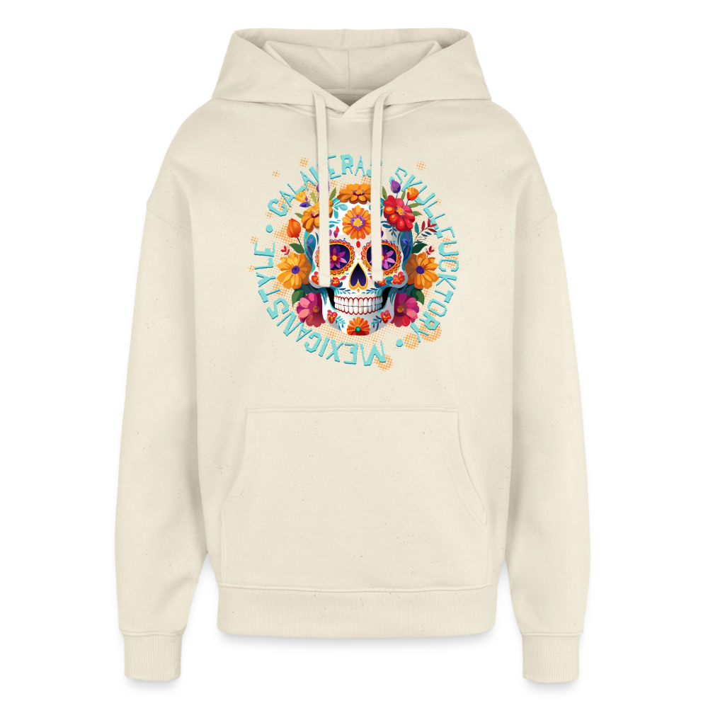 Sugar Skull Blumen Design – Oversized Unisex Hoodie - Natur