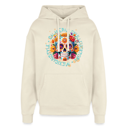 Sugar Skull Blumen Design – Oversized Unisex Hoodie - Natur