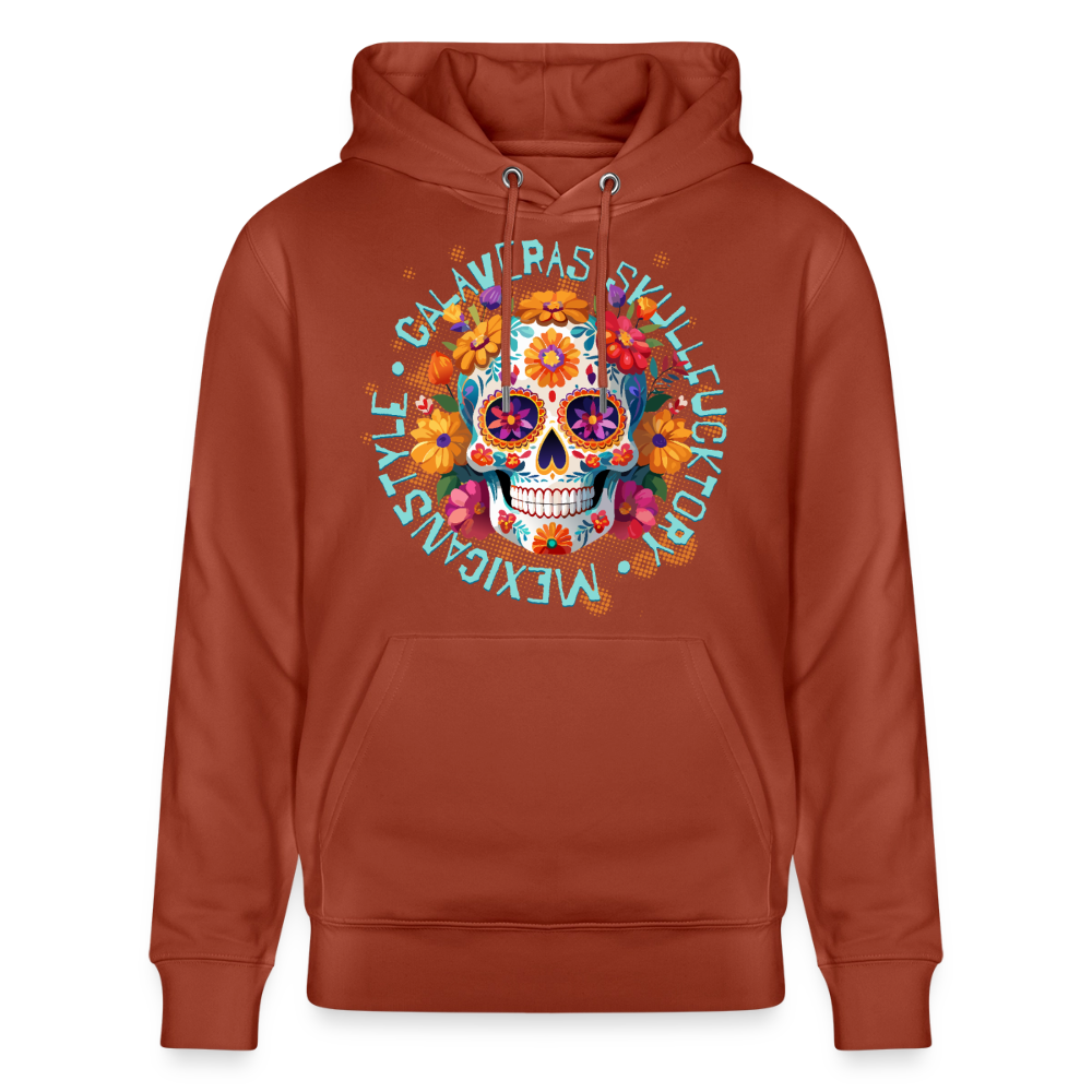 Sugar Skull Blumen Design – Unisex Bio-Hoodie - Terrakotta
