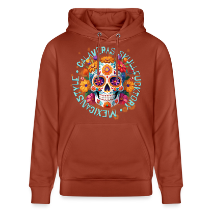 Sugar Skull Blumen Design – Unisex Bio-Hoodie - Terrakotta