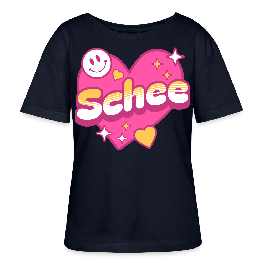 Schnee Design – Rundhals Frauen Bio-T-Shirt - Navy
