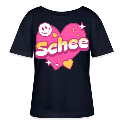 Schnee Design – Rundhals Frauen Bio-T-Shirt - Navy
