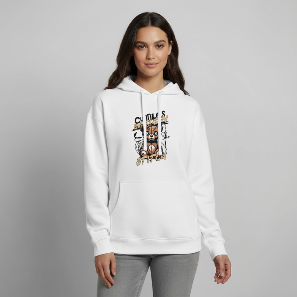 Bear Design – Oversized Unisex Hoodie - Weiß