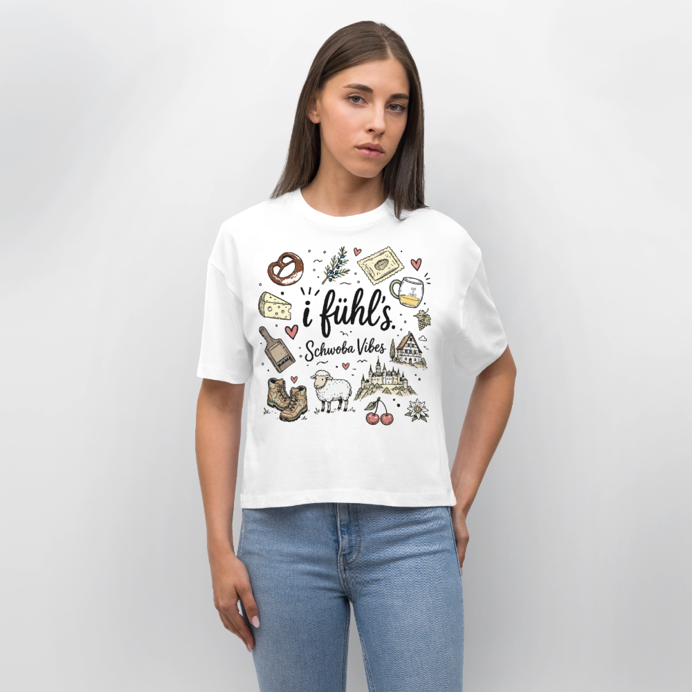 Alb Liebe Design – Frauen Boxy Bio-T-Shirt - Weiß