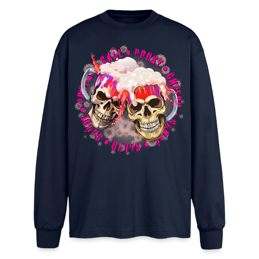 Party Skull Design Pink – Oversized Langarmshirt - Navy