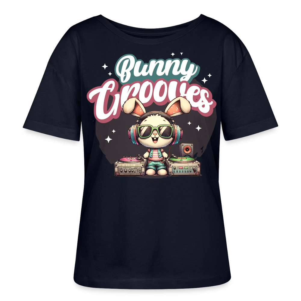 Bunny Grooves Design – Rundhals Frauen Bio-T-Shirt - Navy