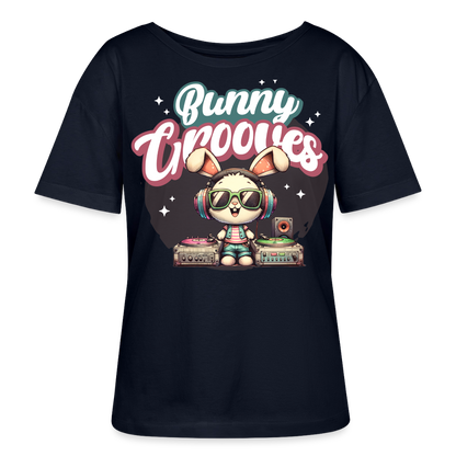 Bunny Grooves Design – Rundhals Frauen Bio-T-Shirt - Navy