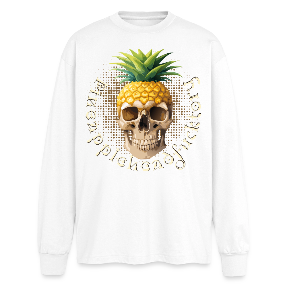 Pineapple Skull Design - Oversized Langarmshirt - Weiß