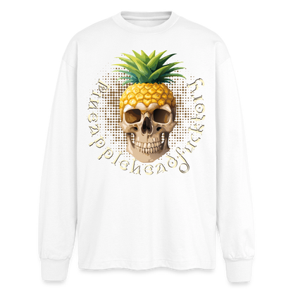 Pineapple Skull Design - Oversized Langarmshirt - Weiß