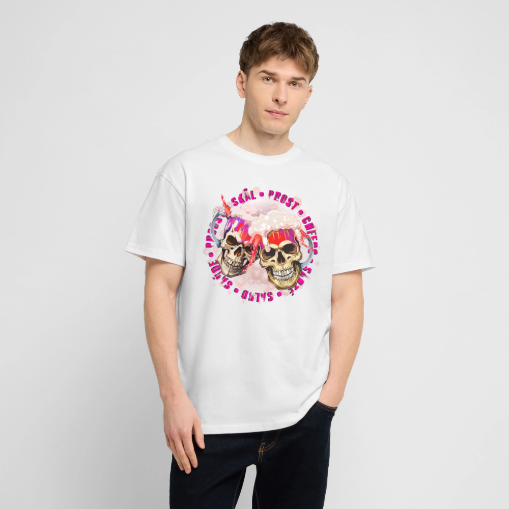 Party Skull Design Pink – Oversized Unisex Bio T-Shirt - Weiß