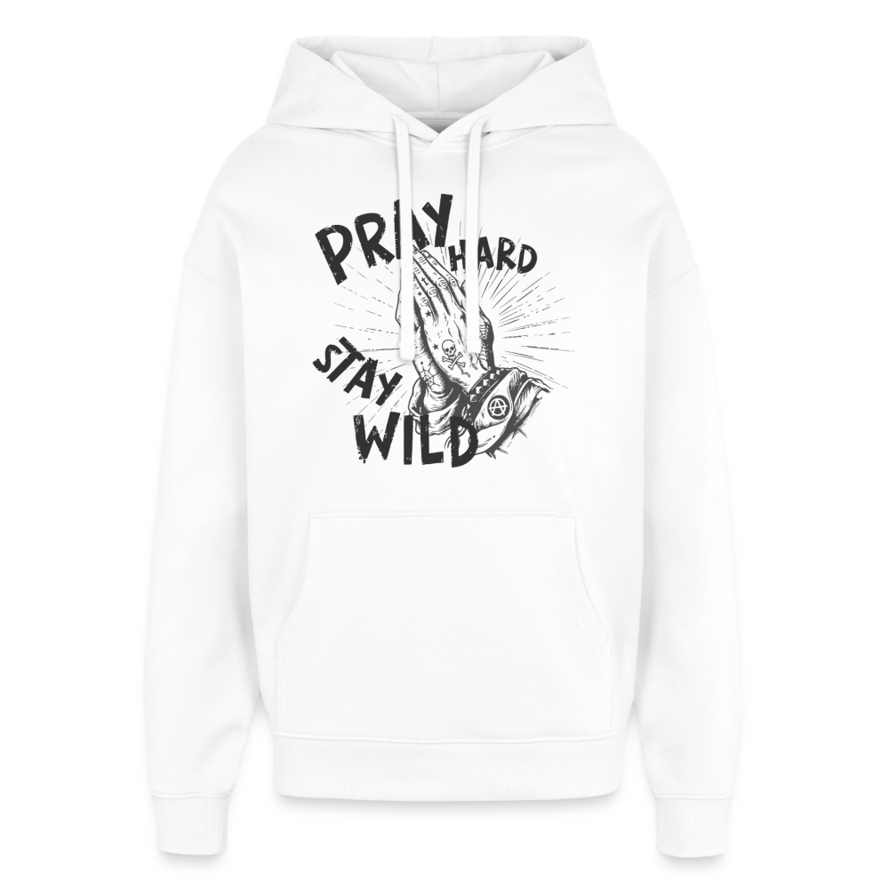 Pray Hard Design – Oversized Unisex Hoodie - Weiß