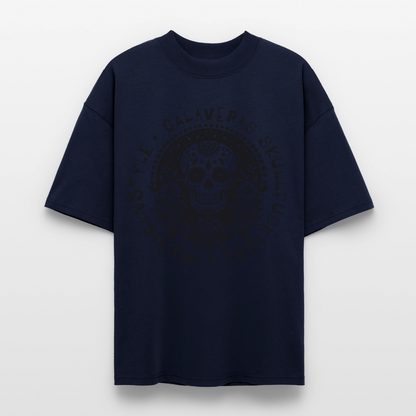 Sugar Skull Black Design - Oversized Unisex Bio T-Shirt - Navy