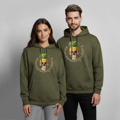 Pineapple Skull Design - Oversized Unisex Hoodie - Khaki