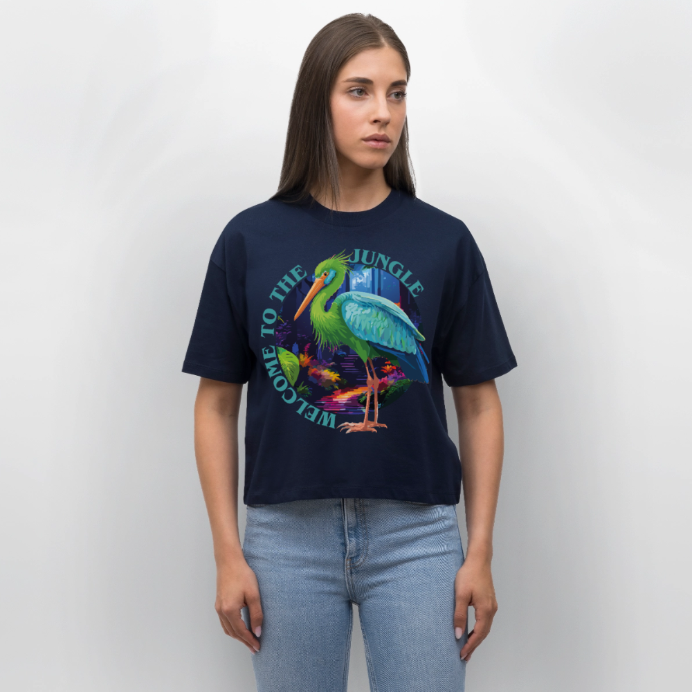 Jungle Design – Frauen Boxy Bio-T-Shirt - Navy