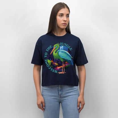 Jungle Design – Frauen Boxy Bio-T-Shirt - Navy