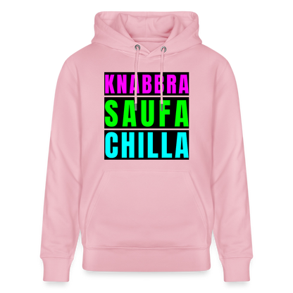Knabbra Saufa Chilla Design – Unisex Bio-Hoodie - Hellrosa