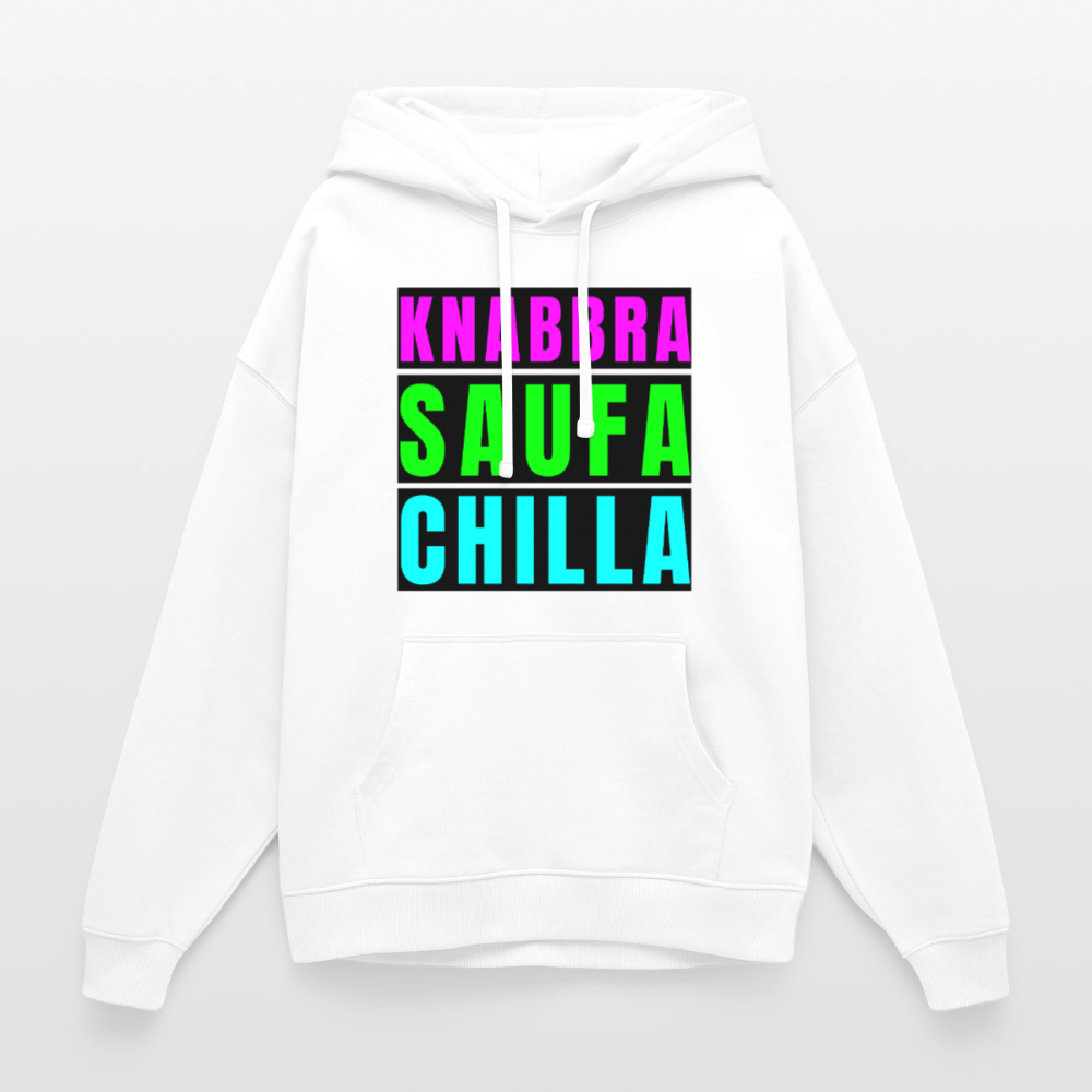 Knabbra Saufa Chilla – Oversized Unisex Hoodie - Weiß