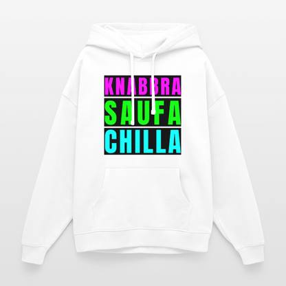 Knabbra Saufa Chilla – Oversized Unisex Hoodie - Weiß