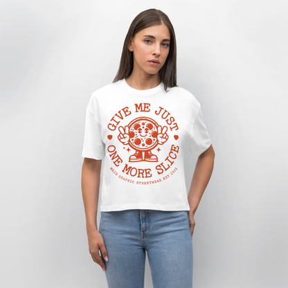 Pizza Design – Frauen Boxy Bio-T-Shirt - Weiß