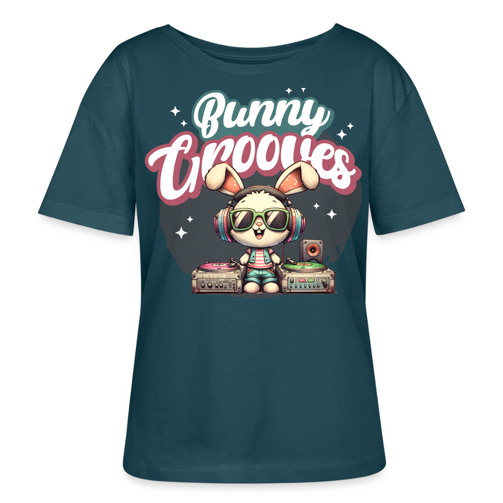 Bunny Grooves Design – Rundhals Frauen Bio-T-Shirt - Dunkles Petrol