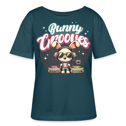 Bunny Grooves Design – Rundhals Frauen Bio-T-Shirt - Dunkles Petrol