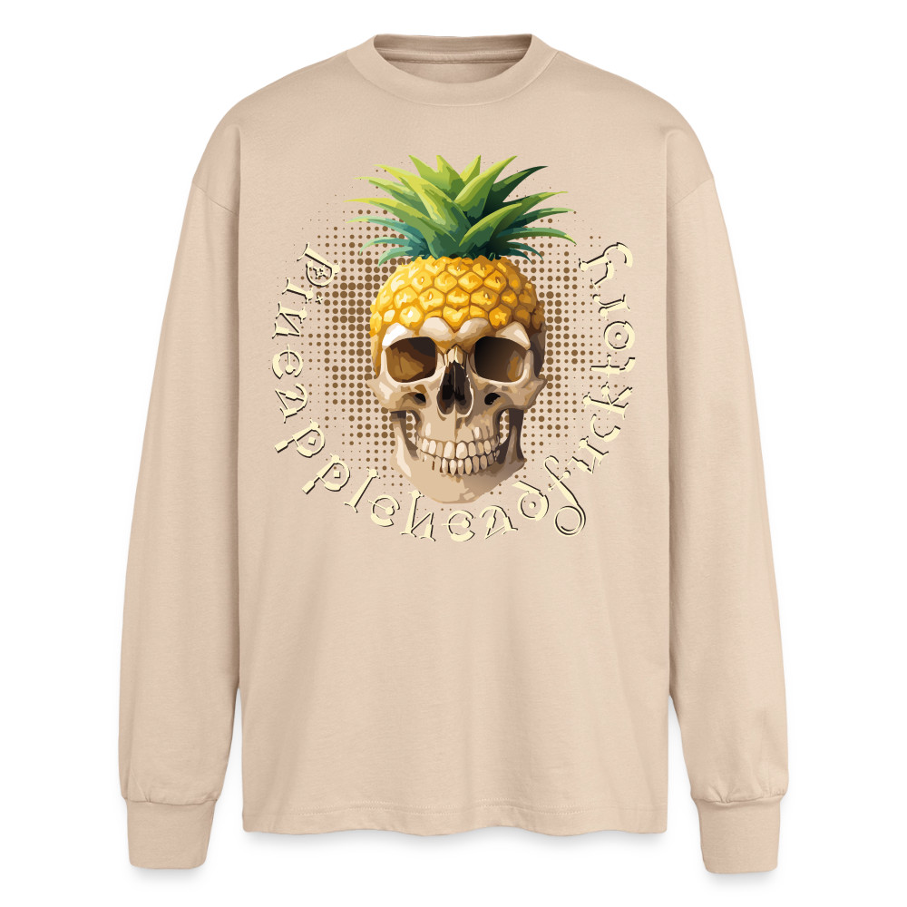 Pineapple Skull Design - Oversized Langarmshirt - Sand
