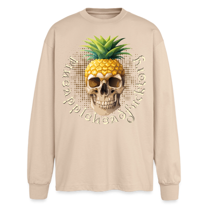 Pineapple Skull Design - Oversized Langarmshirt - Sand