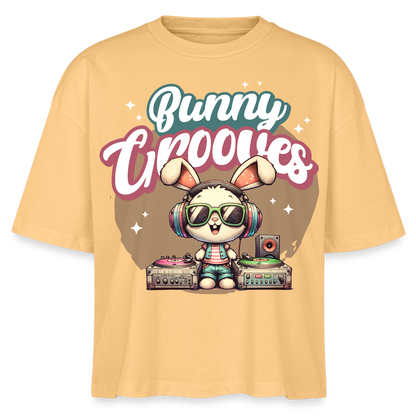 Bunny Grooves Design – Frauen Boxy Bio-T-Shirt - Mispel