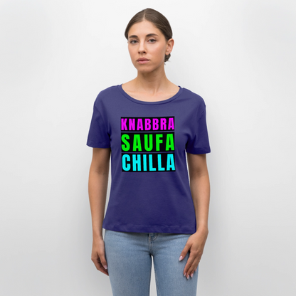 Knabbra Saufa Chilla Design – Rundhals Frauen Bio-T-Shirt - Dämmerung
