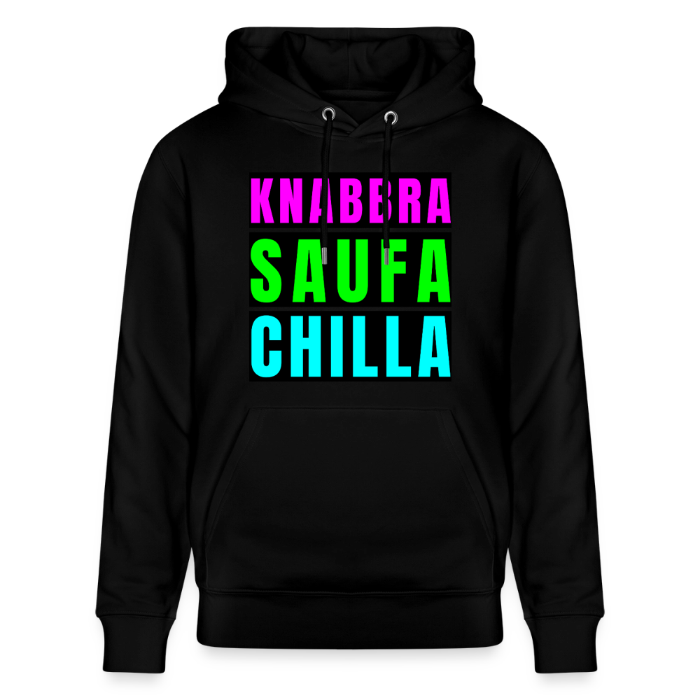 Knabbra Saufa Chilla Design – Unisex Bio-Hoodie - Schwarz