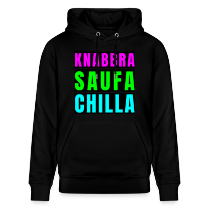 Knabbra Saufa Chilla Design – Unisex Bio-Hoodie - Schwarz
