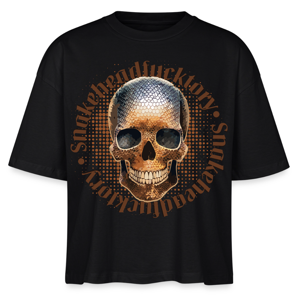 Snake Skull Design – Frauen Boxy Bio-T-Shirt - Schwarz