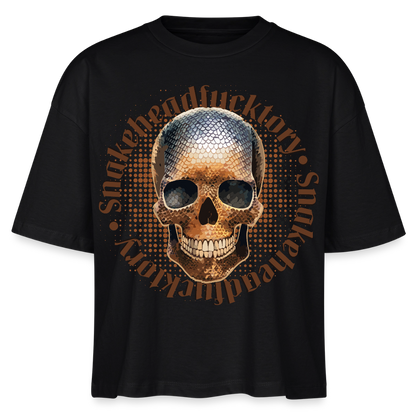 Snake Skull Design – Frauen Boxy Bio-T-Shirt - Schwarz