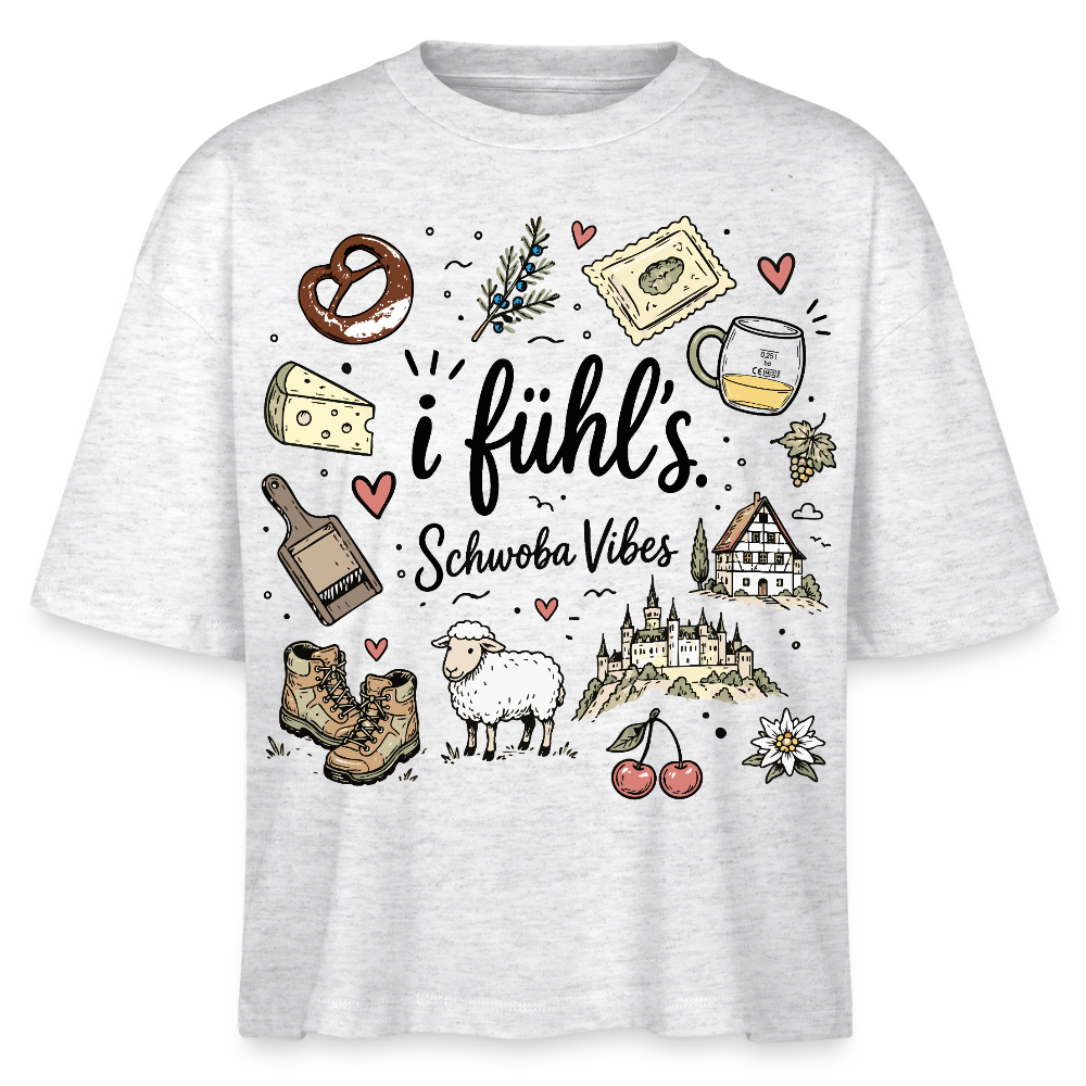 Alb Liebe Design – Frauen Boxy Bio-T-Shirt - Weiß meliert