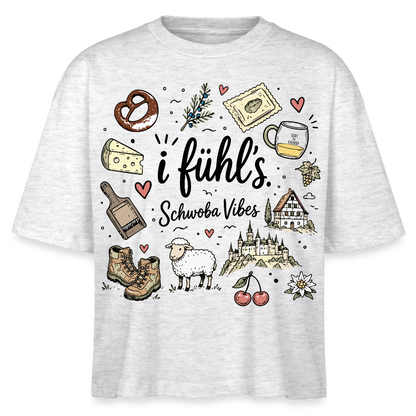 Alb Liebe Design – Frauen Boxy Bio-T-Shirt - Weiß meliert