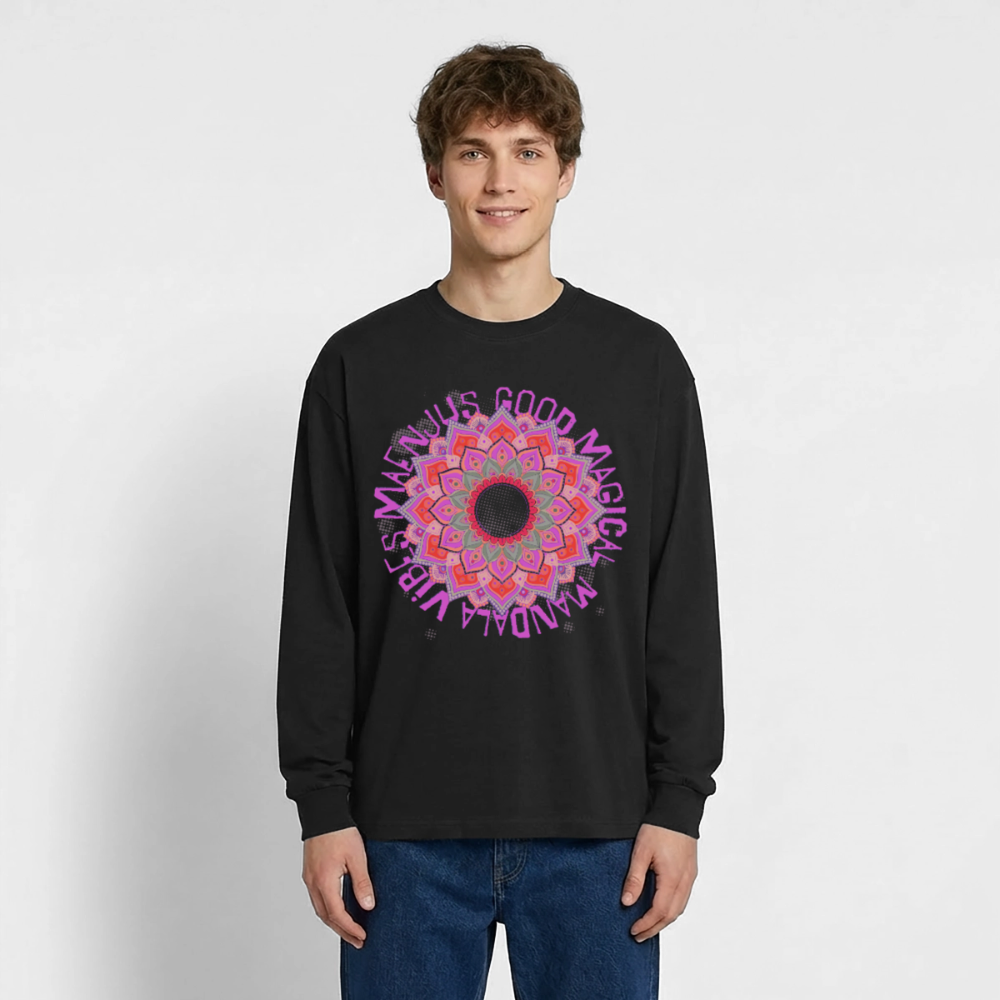 Mandala Pink Design – Oversized Langarmshirt - Schwarz