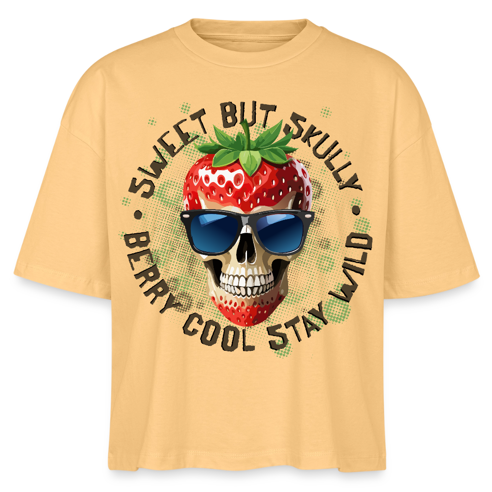 Strawberry Skull Design – Frauen Boxy Bio-T-Shirt - Mispel
