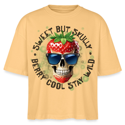 Strawberry Skull Design – Frauen Boxy Bio-T-Shirt - Mispel
