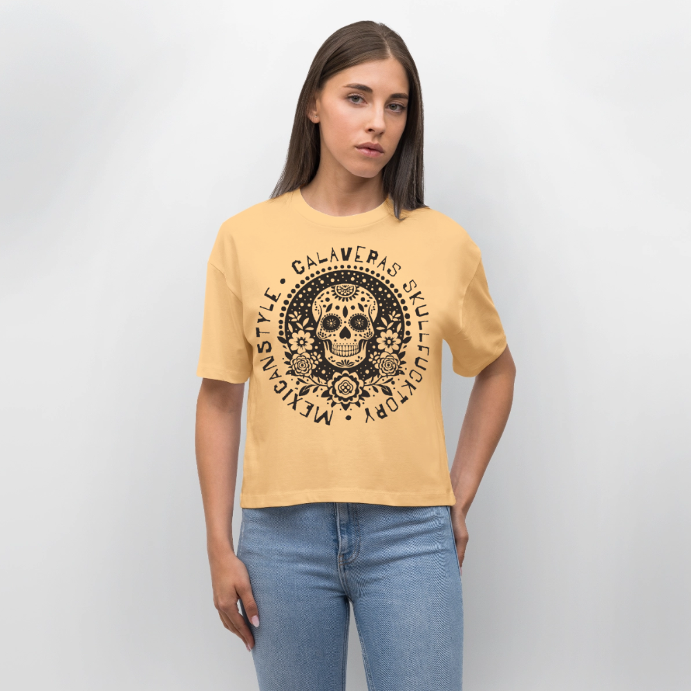 Sugar Skull Black Design – Frauen Boxy Bio-T-Shirt - Mispel