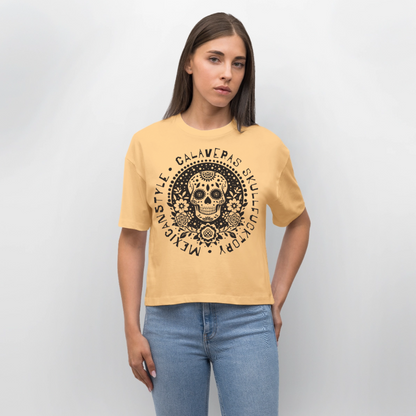 Sugar Skull Black Design – Frauen Boxy Bio-T-Shirt - Mispel