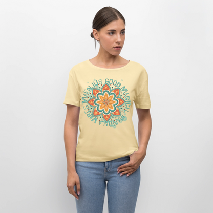 Mandala Türkis Design – Rundhals Frauen Bio-T-Shirt - Creme