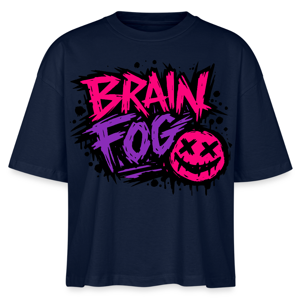 Brain Fog Design – Frauen Boxy Bio-T-Shirt - Navy