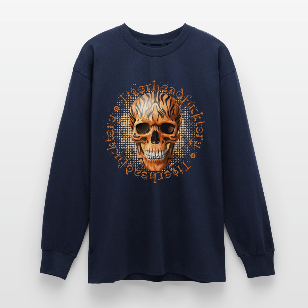 Tiger Skull Design – Oversized Langarmshirt - Navy