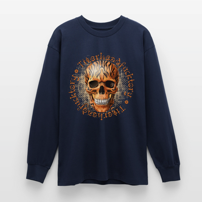 Tiger Skull Design – Oversized Langarmshirt - Navy