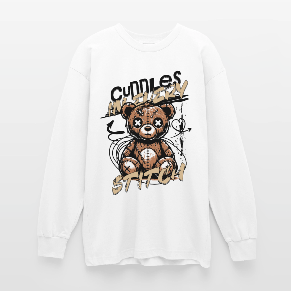 Bear Design – Oversized Langarmshirt - Weiß