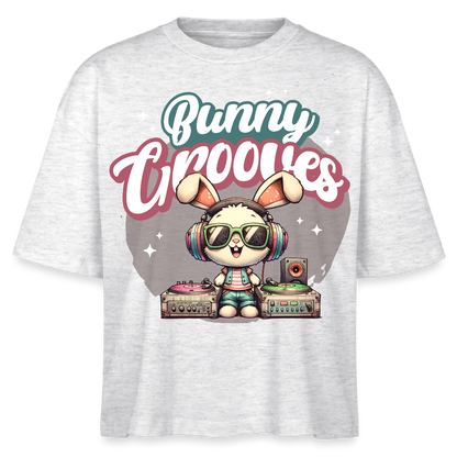 Bunny Grooves Design – Frauen Boxy Bio-T-Shirt - Weiß meliert