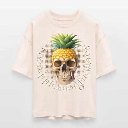 Pineapple Skull Design - Frauen Boxy Bio-T-Shirt - Natur
