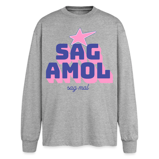 Sagamol Design – Oversized Langarmshirt - Grau meliert